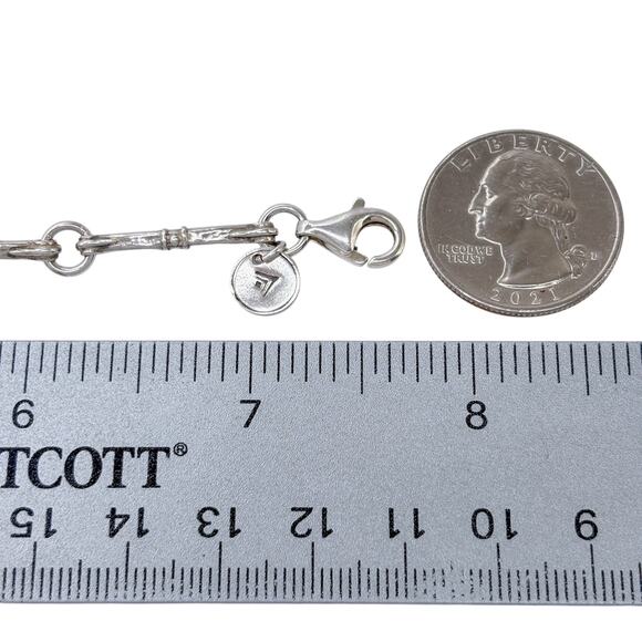 Estate Silpada Sterling Silver 925 Bamboo Bar Link Bracelet 7.5" B1696 - Picture 6 of 8